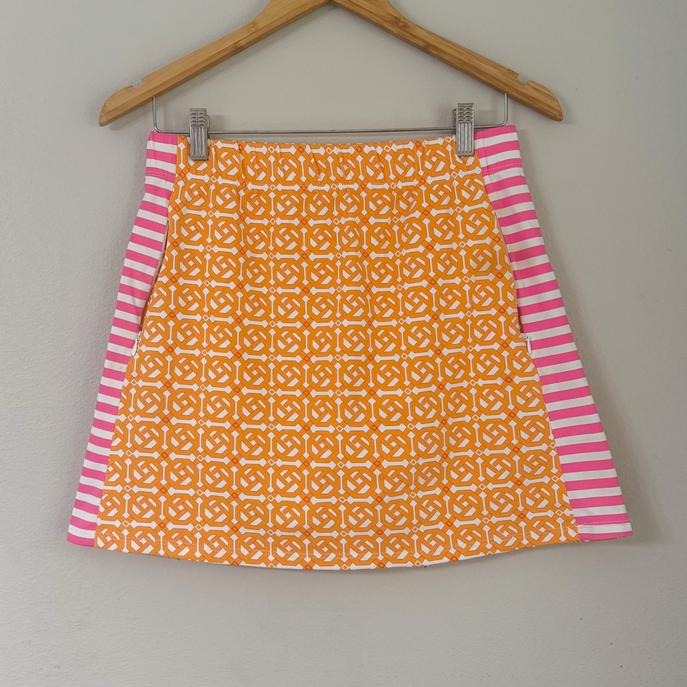 J. McLaughlin Orange and White Skort, Size Small